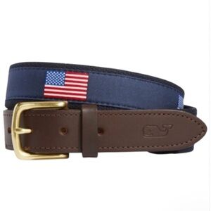Vineyard Vines Big and Tall American Flags Canvas Club Belt 44/2X
